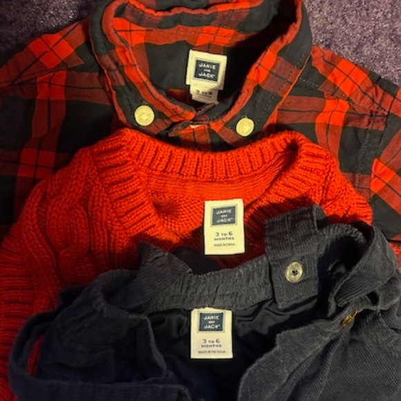 Janie and Jack 3 piece set - button up long sleeve shirt, overalls and vest - 3M - Picture 4 of 6